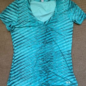 Under Armour Teal Striped V-Neck Top!